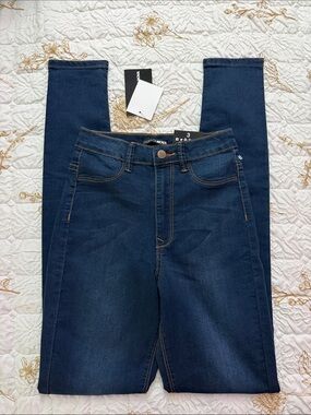 Fashion Nova Dark Indigo High-Rise Skinny Jeans